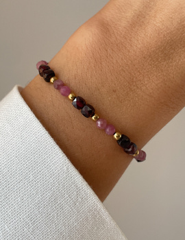 Bracelet on rubber band agate mossy with hematite - abundance, confidence, optimism