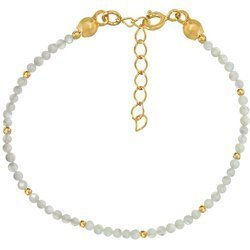 Gold-plated silver bracelet with natural stones, white shell