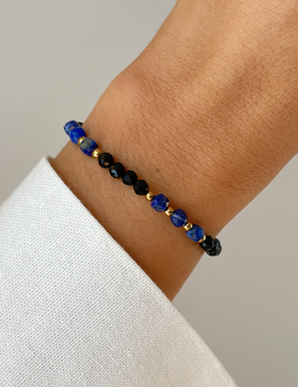 Bransoletka Talizman ochrony i mądrości - czarny turmalin, lapis lazuli, hematyt