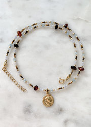 Necklace Gemini Zodiac Sign Gemstones Natural Gold-plated with a pendant