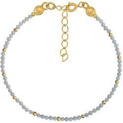 Gold-plated silver bracelet with natural stones, blue chalcedony 2 mm