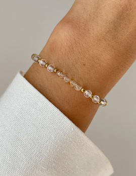 Bracelet on rubber band agate mossy with hematite - abundance, confidence, optimism