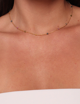 Łańcuszek pozłacany mix turmalinów