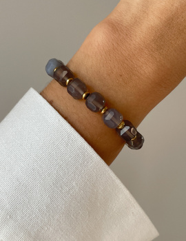 Bracelet on rubber band agate mossy with hematite - abundance, confidence, optimism