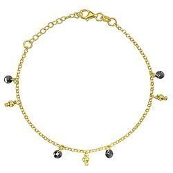 Gold-plated bracelet with black cubic zirconia