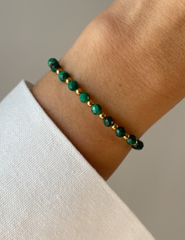 Bracelet on rubber band agate mossy with hematite - abundance, confidence, optimism