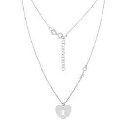 Silver celebrity heart necklace with key