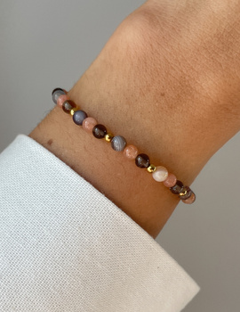 Bracelet on rubber band agate mossy with hematite - abundance, confidence, optimism