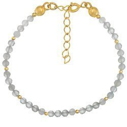 Gold-plated silver bracelet with natural stones 3 mm moonstone