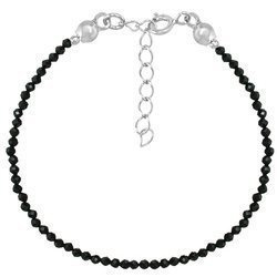 Silver bracelet with natural stones, black spinel 2 mm