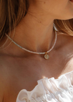 Morganite necklace, natural Stones, gold-plated silver