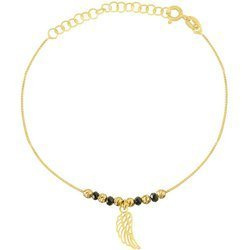 Bracelet with gold-plated balls, wings with black stones