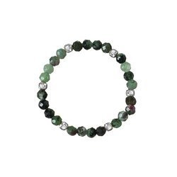 Elastic ring, natural zoisite stones with ruby