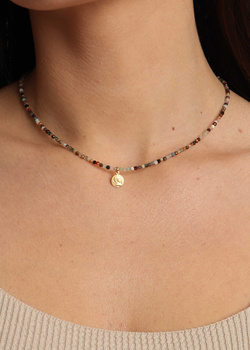 Necklace made of natural stones, Gold-plated Mix of Stones, with a pendant