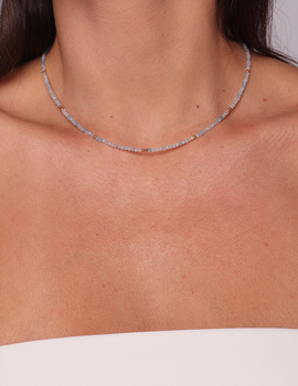 Naszyjnik choker z kamieni naturalnych akwamaryn