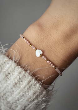 Bracelet in natural pearls and Rose Quartz - Cloralys Bijoux