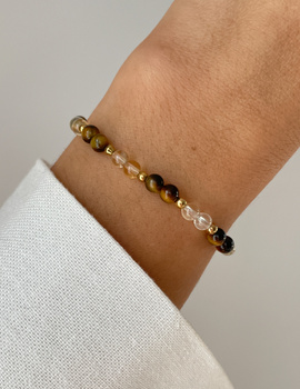 Bracelet on rubber band agate mossy with hematite - abundance, confidence, optimism