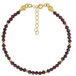 Gold-plated silver bracelet with 3mm garnet natural stones