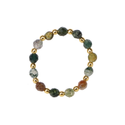 Elastic ring with natural jasper stones