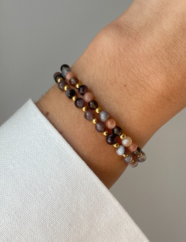 Bracelet on rubber band agate mossy with hematite - abundance, confidence, optimism