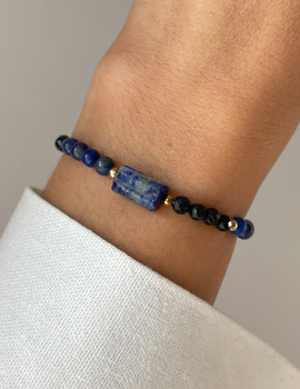 Bracelet on rubber band agate mossy with hematite - abundance, confidence, optimism