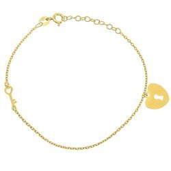 Gold-plated celebrity heart bracelet with a key