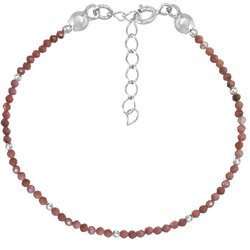 Silver bracelet with natural stones rhodonite 2 mm