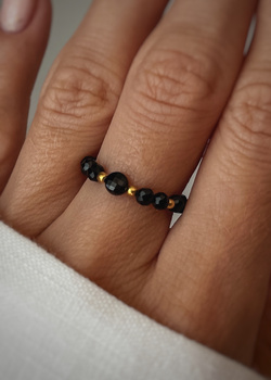 Ring Elastic Natural Stones Spinel Silver Gold-plated