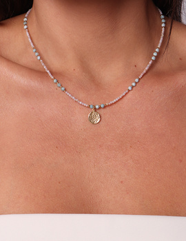 Naszyjnik kamień larimar opal z zawieszką