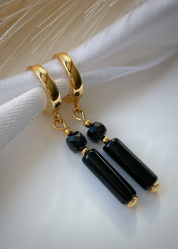 3 cm gold-plated, faceted hoop earrings