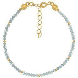 Gold-plated silver bracelet with aquamarine natural stones