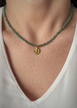 Necklace made of natural stones dendritic agate gold-plated toggle with a pendant