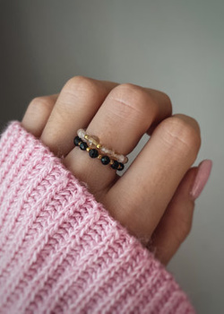 Set of Two Elastic Rings with Cubic Zirconia