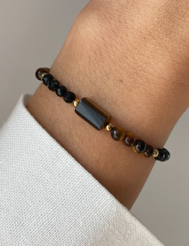 Talizman Ochrony i Odwagi - czarny turmalin, tygrysie oko