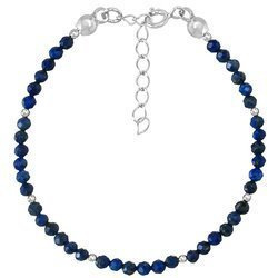 Silver bracelet with natural stones lapis lazuli 3mm