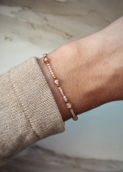 Bracelet Natural Stones Rose Quartz and Rhodochrosite