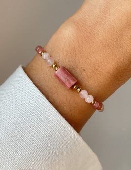 Bracelet Natural Stones Rose Quartz and Rhodochrosite