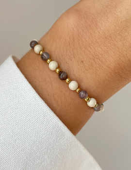 Bracelet on rubber band agate mossy with hematite - abundance, confidence, optimism