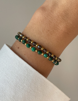 Bracelet on rubber band agate mossy with hematite - abundance, confidence, optimism