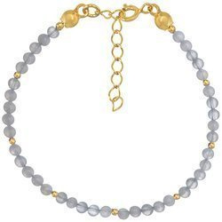 Gold-plated silver bracelet with 3mm blue chalcedony natural stones