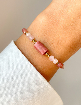 Bracelet Natural Stones Rose Quartz and Rhodochrosite