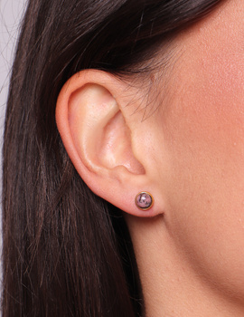 Kolczyki pozłacane sztyfty - rodonit
