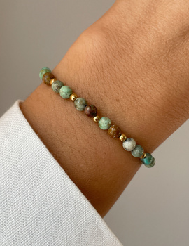 Bracelet on rubber band agate mossy with hematite - abundance, confidence, optimism