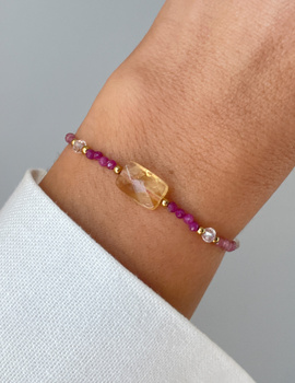 Bracelet Natural Stones Rose Quartz and Rhodochrosite