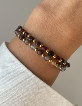 Bracelet on rubber band agate mossy with hematite - abundance, confidence, optimism