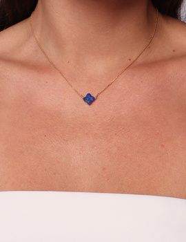 Łańcuszek pozłacany koniczyna lapis lazuli