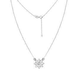 Silver celebrity necklace with an openwork flower