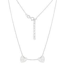 Silver celebrity necklace with two openwork hearts