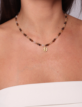 Naszyjnik Talizman siły odwagi i dobrobytu z tygrysiego oka i cytrynu