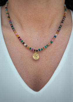 Necklace made of natural spinel stones